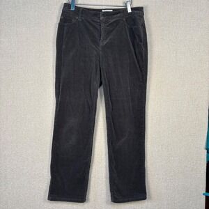 Charter Club Petite Classic Fit Corduroy Pants Grey Straight Leg 8P Stretch
